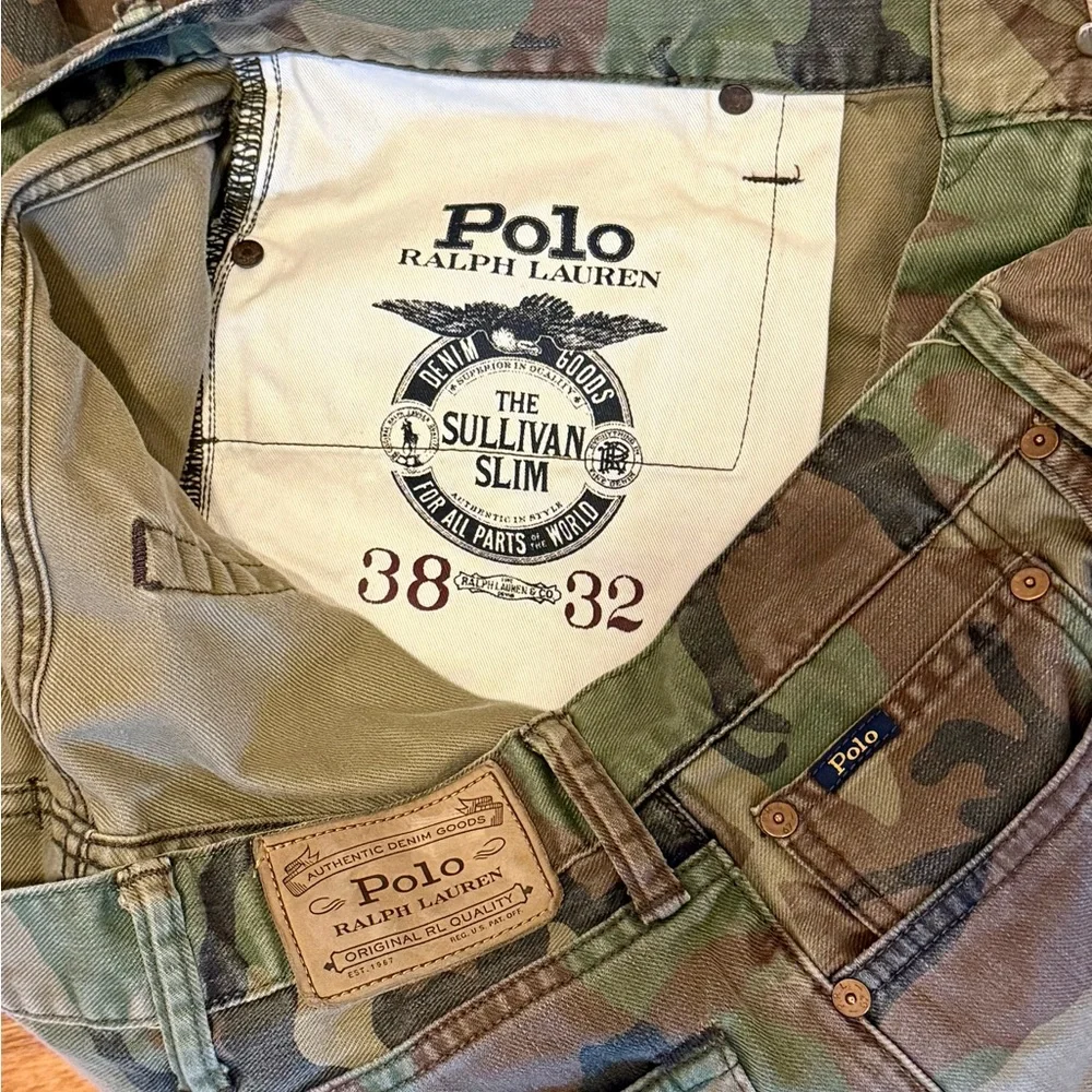MENS POLO RALPH LAUREN THE SULLIVAN SLIM CAMO PANTS JEANS SZ 38x32 - Picture 2 of 8